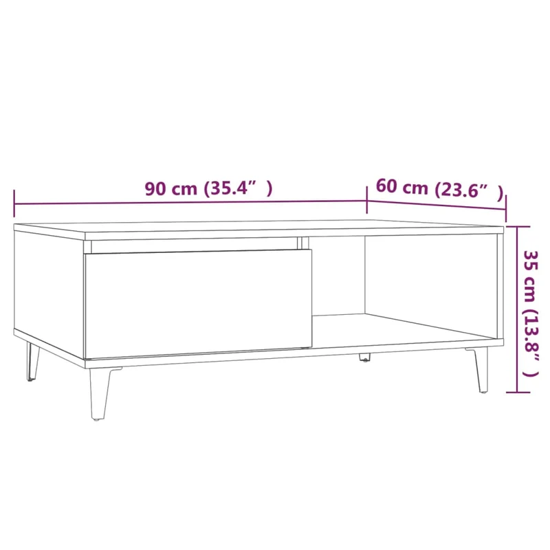 Table basse avec compartiment de rangement design rustique 90 x 60 x 35 cm bois d'ingénierie marron et métal DEC038553