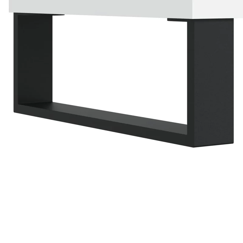 Table basse avec tiroir design moderne 90 x 50 x 36,5 cm bois d'ingénierie blanc et métal DEC038007