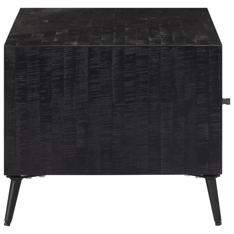 Table basse de salon avec tiroirs design moderne 90 x 50 x 41 cm teck de récupération massif marron noir et fer DEC037242