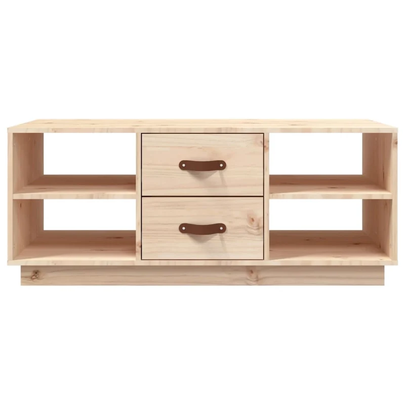 Table basse de salon avec tiroirs et étagères design rustique 100 x 50 x 41 cm bois massif de pin non traité DEC036935