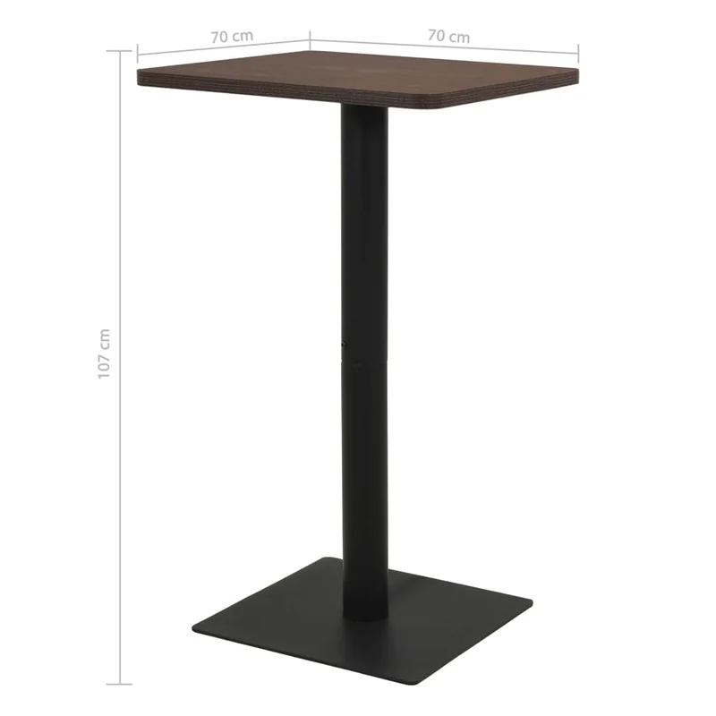 Table d'appoint auxiliaire table bistro 70 x 70 x 107 cm MDF marron foncé et acier noir DEC036547