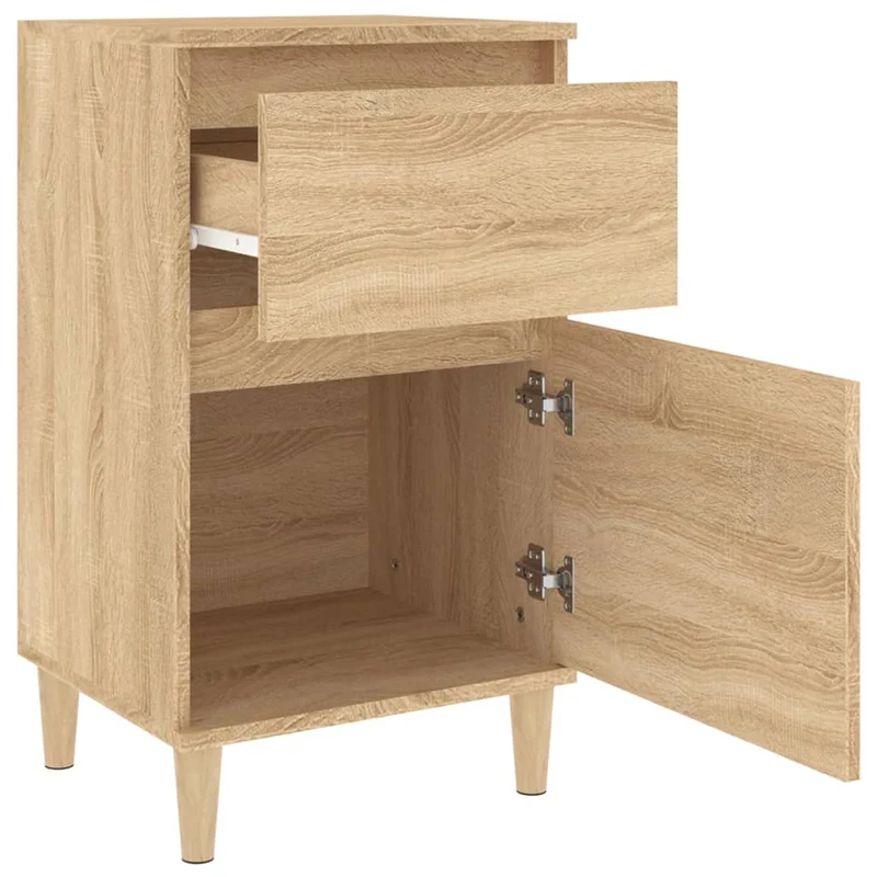 Lot de 2 tables de chevet avec tiroir et compartiment avec porte 40 x 35 x 70 cm bois d'ingénierie couleur chêne DEC035263