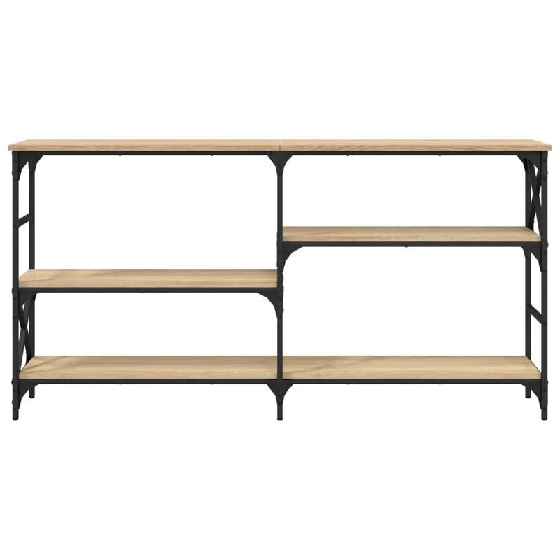 Table console avec étagères style industriel 150 x 29 x 76,5 cm bois d'ingénierie couleur chêne et acier DEC031932