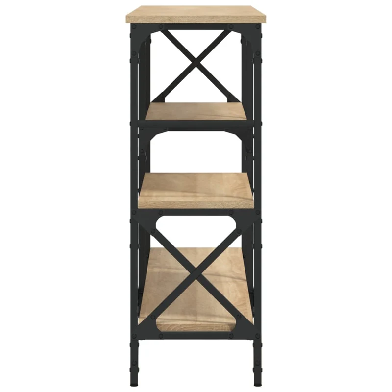 Table console avec étagères style industriel 150 x 29 x 76,5 cm bois d'ingénierie couleur chêne et acier DEC031932