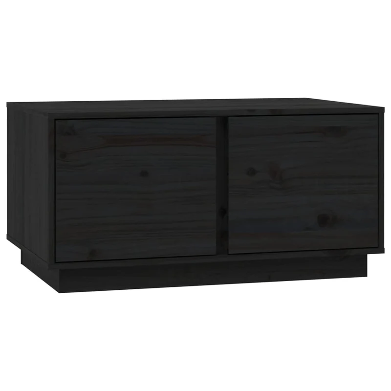 Table basse avec 2 compartiments design rustique moderne 80 x 50 x 40 cm bois massif de pin noir DEC039774