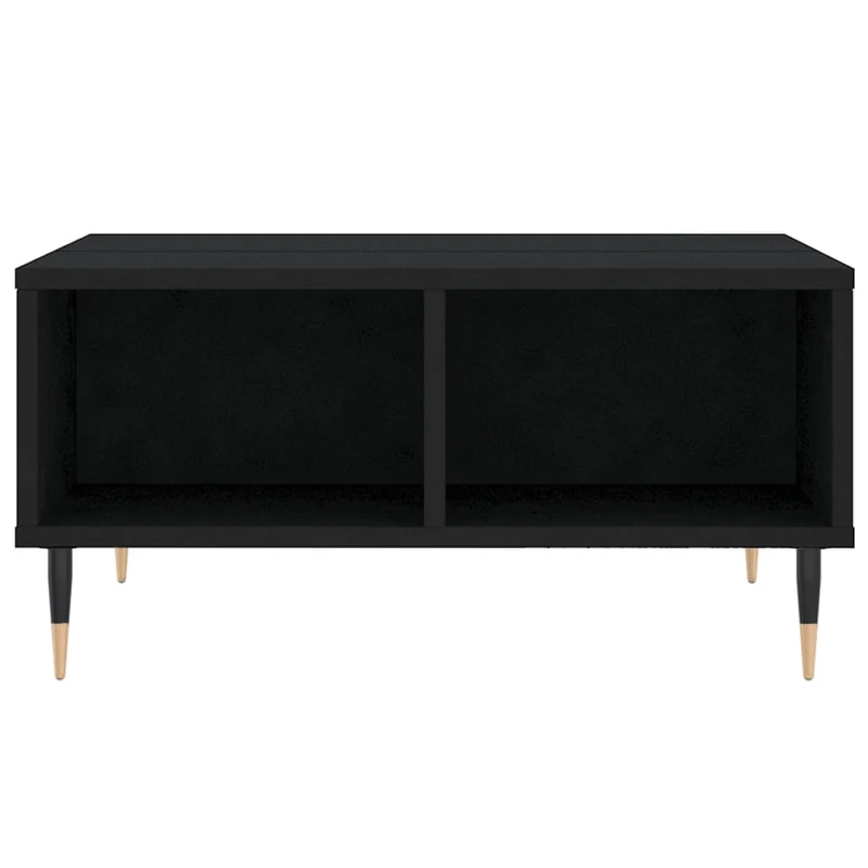 Table basse design moderne et contemporaine avec 4 compartiments 60 x 60 x 30 cm bois d'ingénierie noir et fer DEC039719