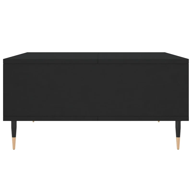Table basse design moderne et contemporaine avec 4 compartiments 60 x 60 x 30 cm bois d'ingénierie noir et fer DEC039719
