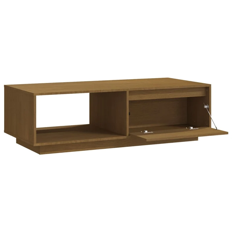 Table basse design moderne et contemporaine 110 x 50 x 33,5 cm bois de pin massif marron DEC039465