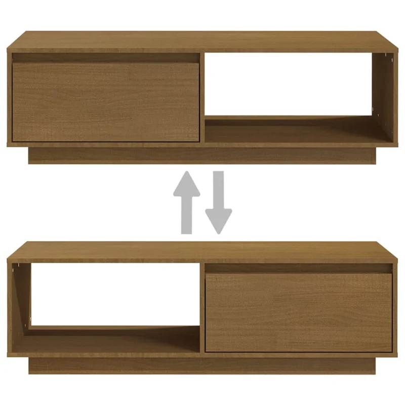 Table basse design moderne et contemporaine 110 x 50 x 33,5 cm bois de pin massif marron DEC039465
