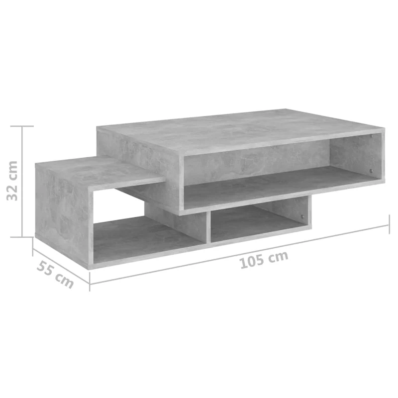 Table basse design moderne et contemporaine 105 x 55 x 32 cm bois d’ingénierie gris DEC039274
