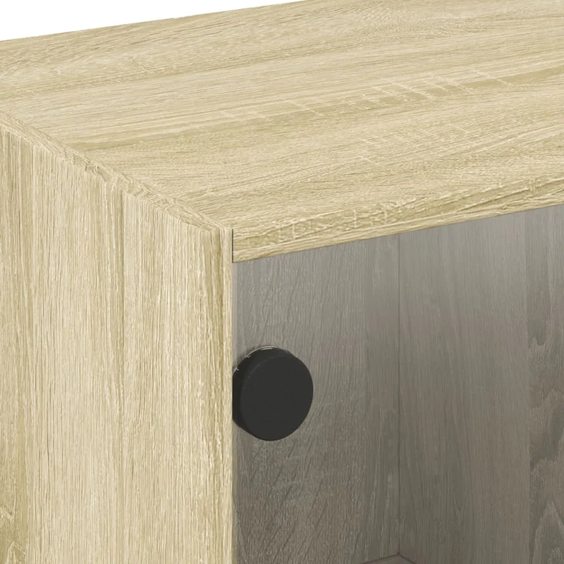 Table basse de salon design moderne avec portes en verre 68 x 50 x 42 cm bois d'ingénierie et verre DEC037733
