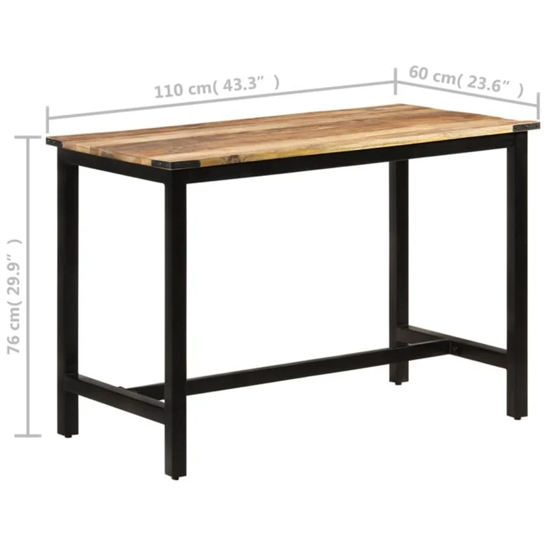 Table de salle à manger design industriel 110 x 60 x 76 cm bois de manguier et fer DEC036650