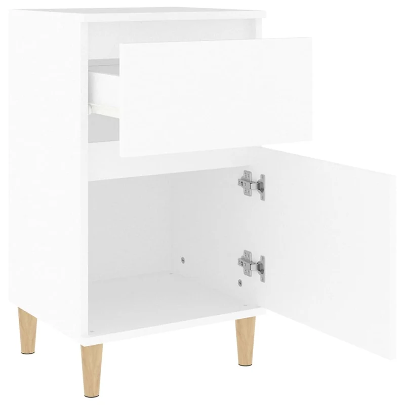 Table de chevet avec tiroir et compartiment avec porte 40 x 35 x 70 cm bois d'ingénierie blanc DEC033381