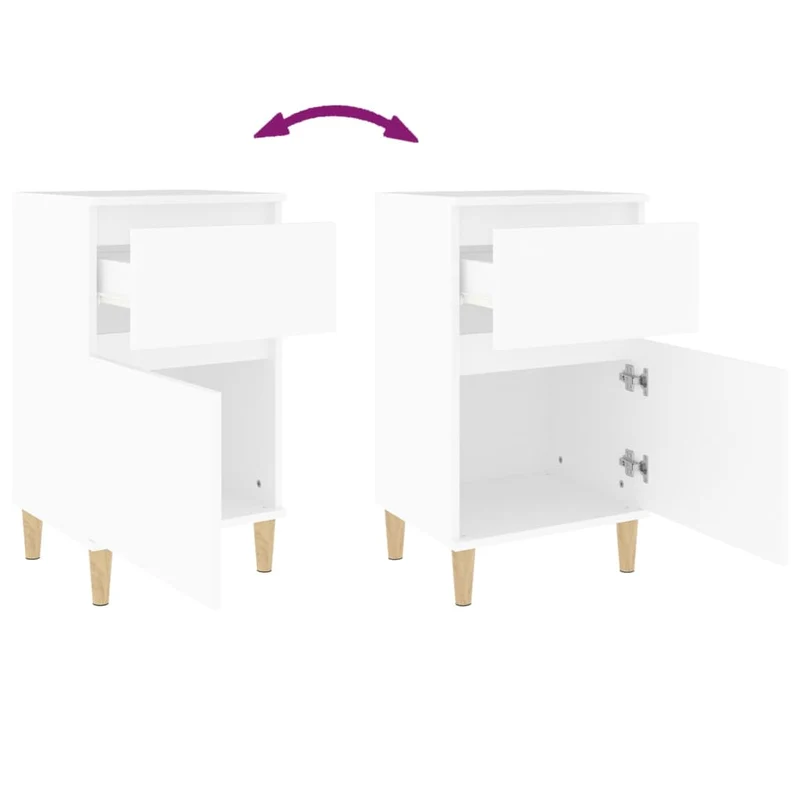 Table de chevet avec tiroir et compartiment avec porte 40 x 35 x 70 cm bois d'ingénierie blanc DEC033381