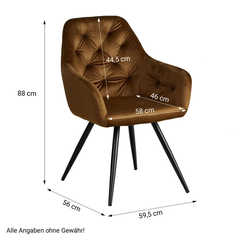 Chaise de salle à manger salon avec revêtement en velours confortable en marron CDS06005