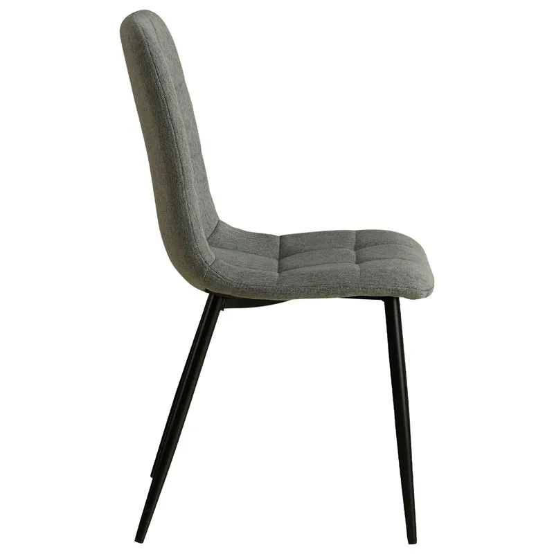 Chaise de salle à manger cuisine confortable et moderne en tissu gris pieds en métal noir CDS06001