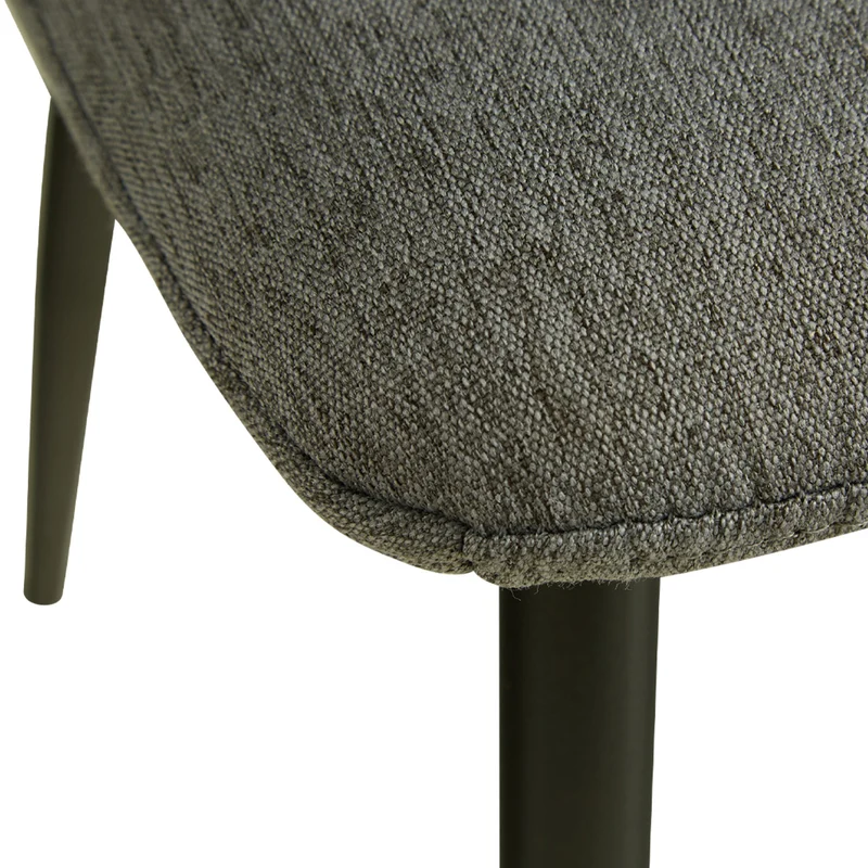 Chaise de salle à manger cuisine confortable et moderne en tissu gris pieds en métal noir CDS06001