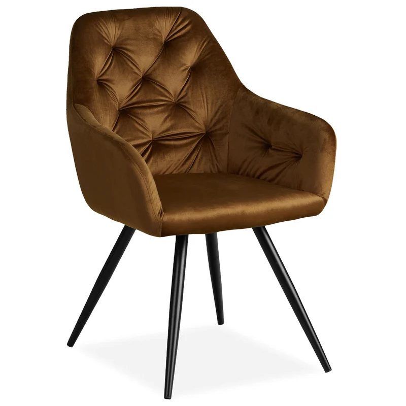 Lot de 2 chaises de salle à manger salon avec revêtement en velours confortable en marron CDS06105