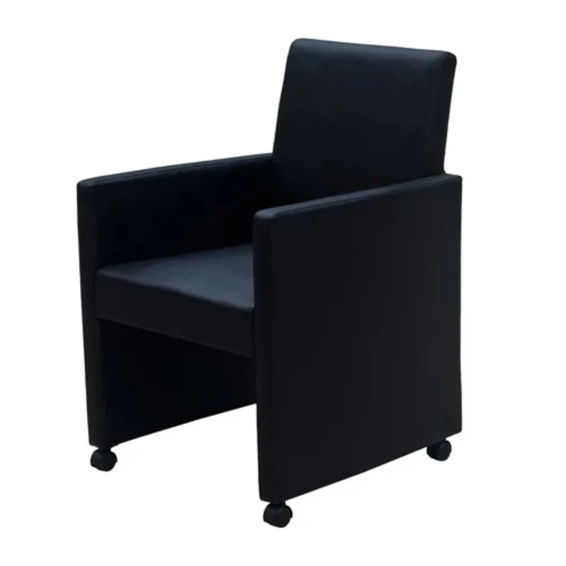 Lot de 2 chaises de salle à manger cuisine sur roulettes design moderne et ergonomique synthétique noir CDS020848