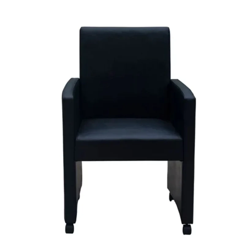 Lot de 2 chaises de salle à manger cuisine sur roulettes design moderne et ergonomique synthétique noir CDS020848