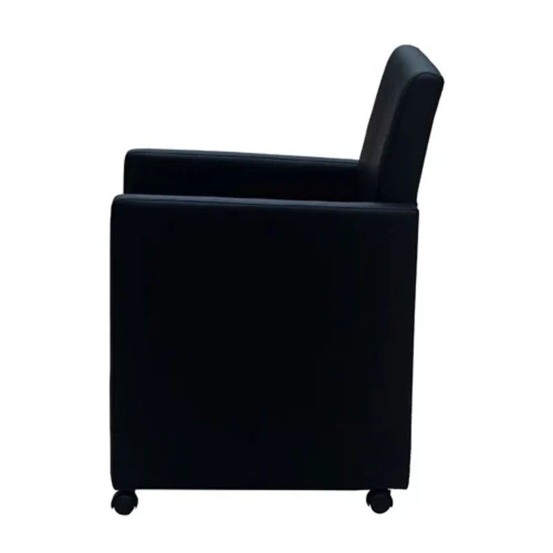 Lot de 2 chaises de salle à manger cuisine sur roulettes design moderne et ergonomique synthétique noir CDS020848