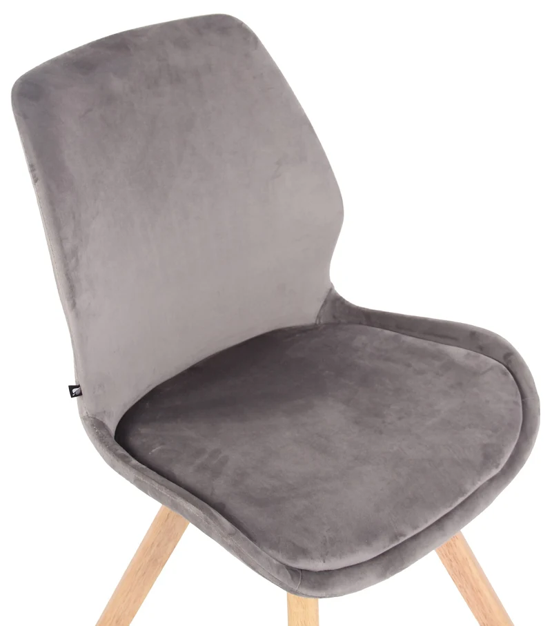 Lot de 2 chaises de salle à manger en velours gris style scandinave pieds bois CDS101126