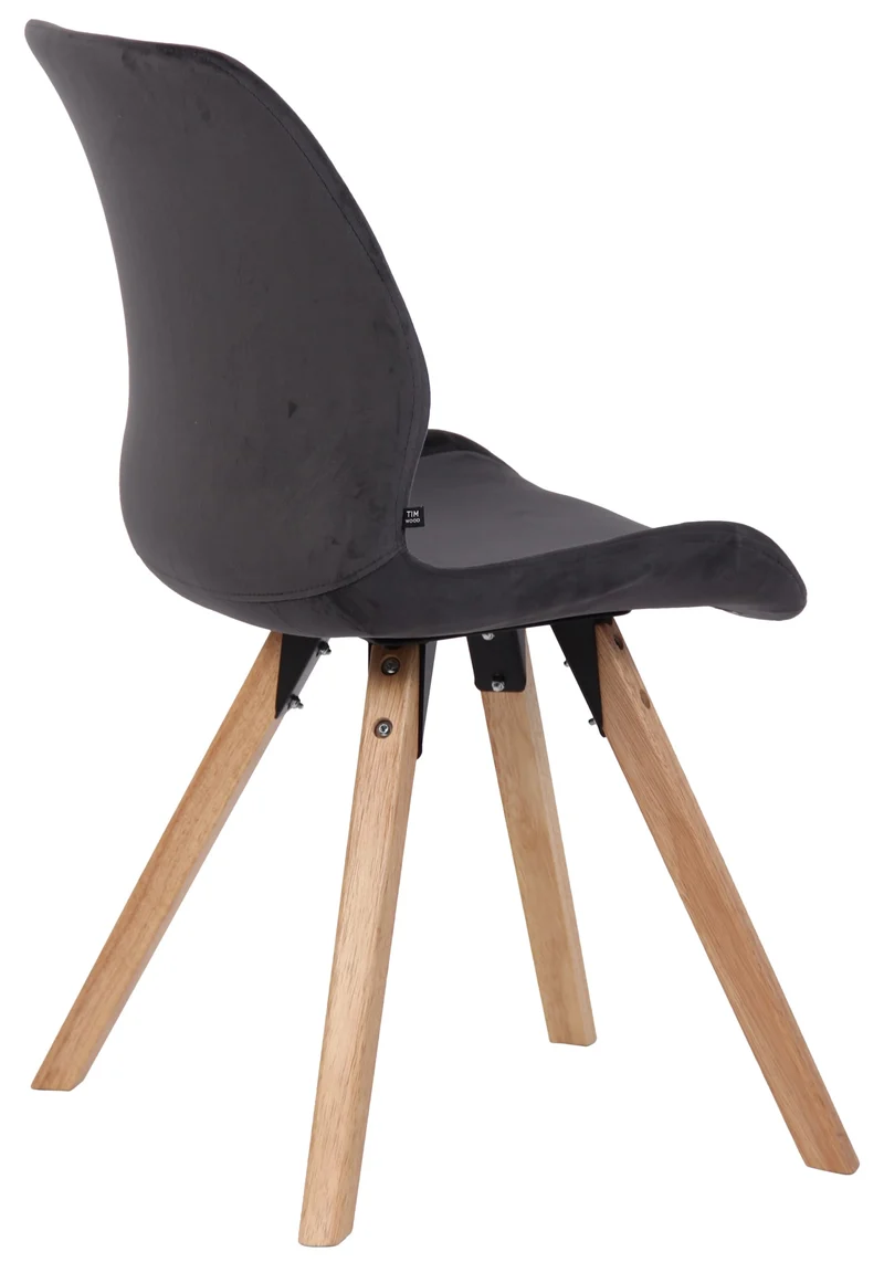 Lot de 2 chaises de salle à manger en velours gris foncé style scandinave pieds bois CDS101125