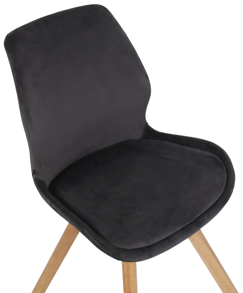 Lot de 2 chaises de salle à manger en velours gris foncé style scandinave pieds bois CDS101125