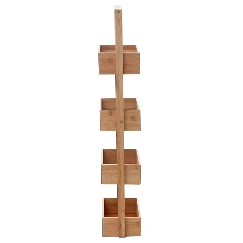 Étagère de salle de bain rangement avec 4 paniers bambou 88x28x15cm 04_0005168