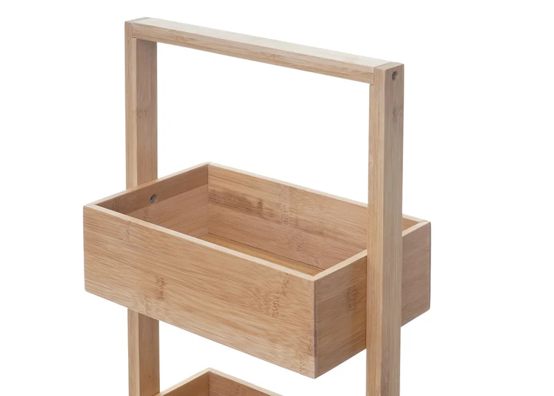 Étagère de salle de bain rangement avec 4 paniers bambou 88x28x15cm 04_0005168