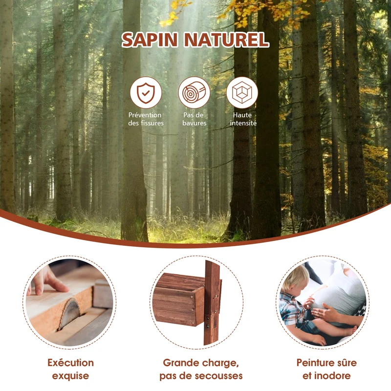 Etagères à plantes en bois à 3 niveau amovibles hauteur et inclinaison ajustable multifonctions intérieur/extérieur 20_0000615