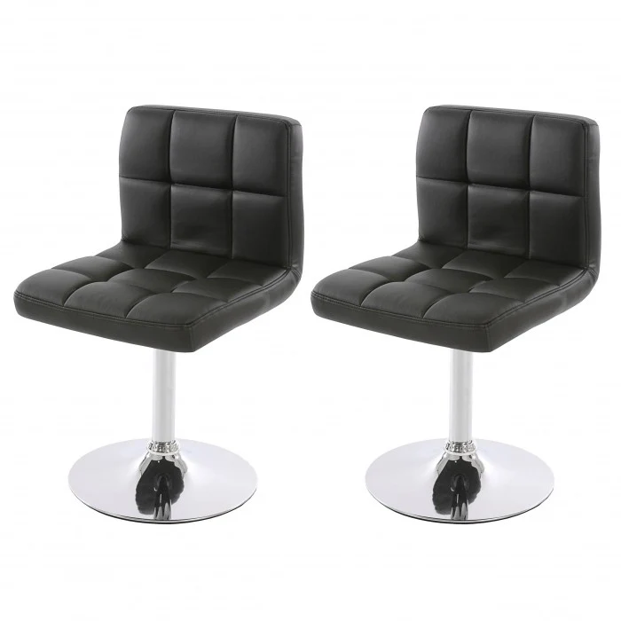 Lot de 2 chaises fauteuils de salle à manger en synthétique noir CDS04068