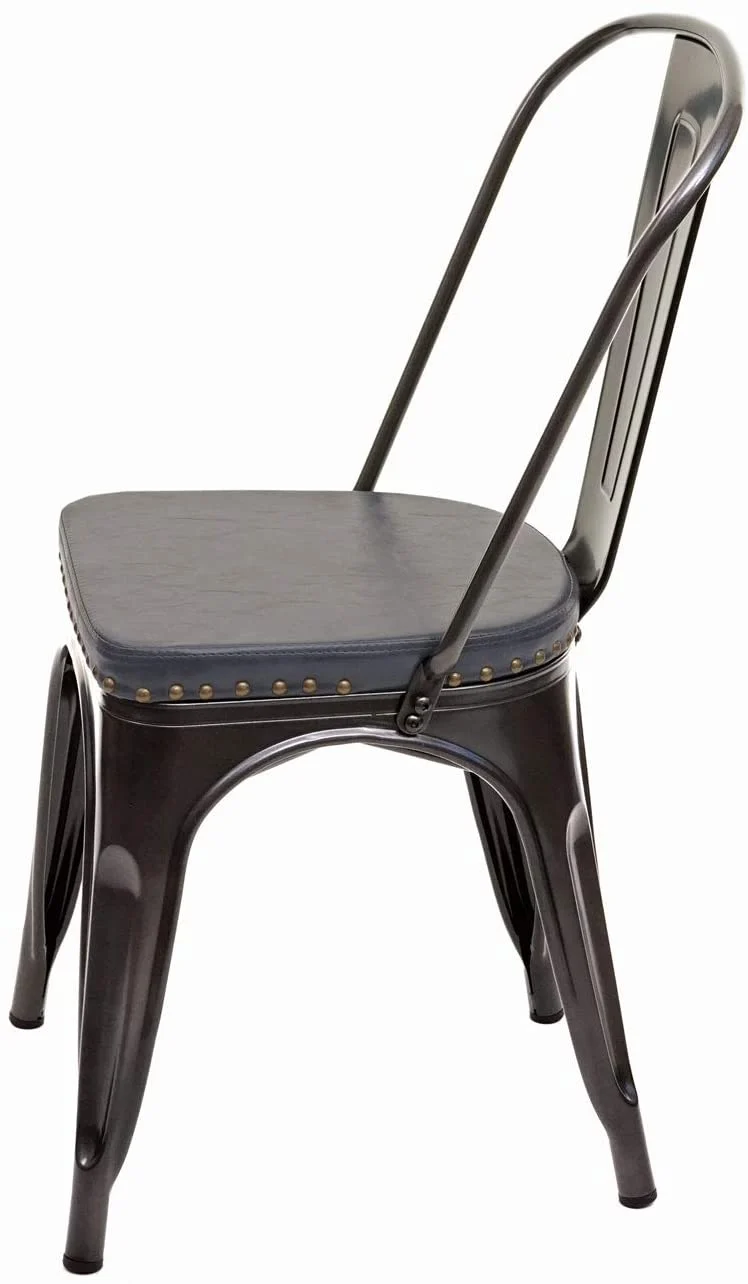 2x chaises de salle à manger cuisine style industriel métal noir et synthétique gris CDS04456
