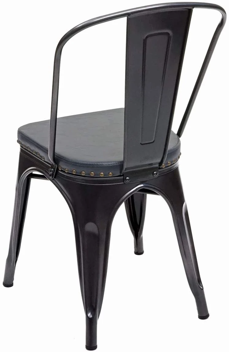 2x chaises de salle à manger cuisine style industriel métal noir et synthétique gris CDS04456