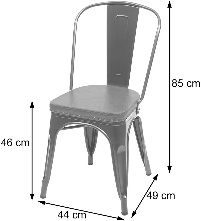 2x chaises de salle à manger cuisine style industriel métal noir et synthétique gris CDS04456
