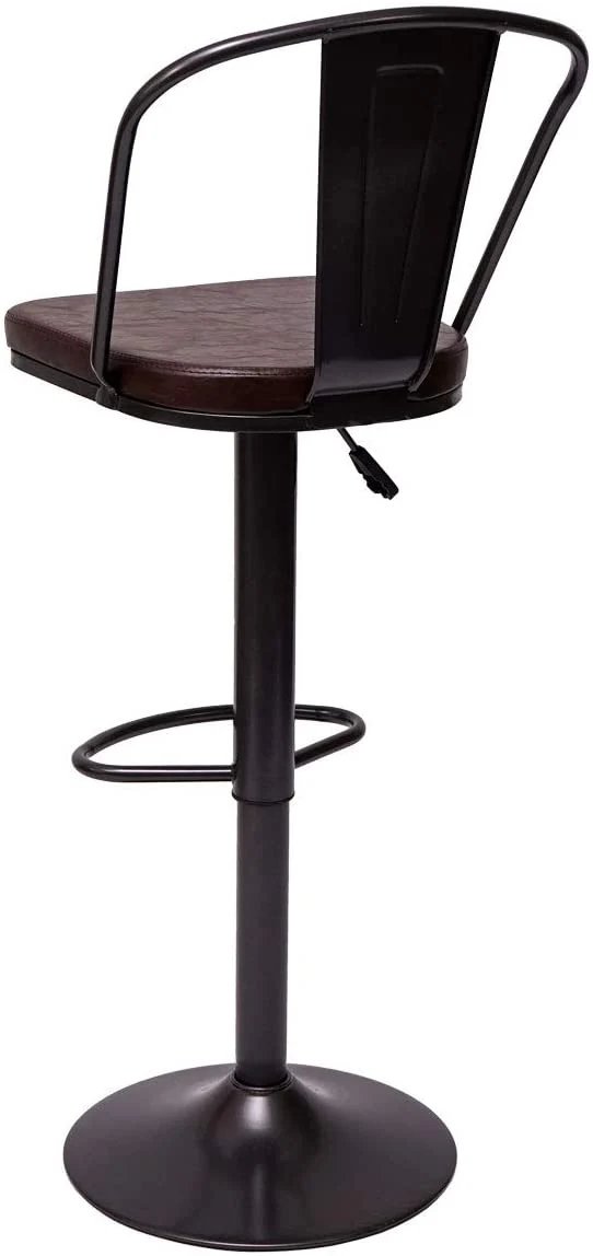 2x tabourets de bar en synthétique marron et métal noir style industrielle hauteur réglable TDB04053