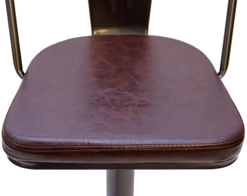 2x tabourets de bar en synthétique marron et métal noir style industrielle hauteur réglable TDB04053