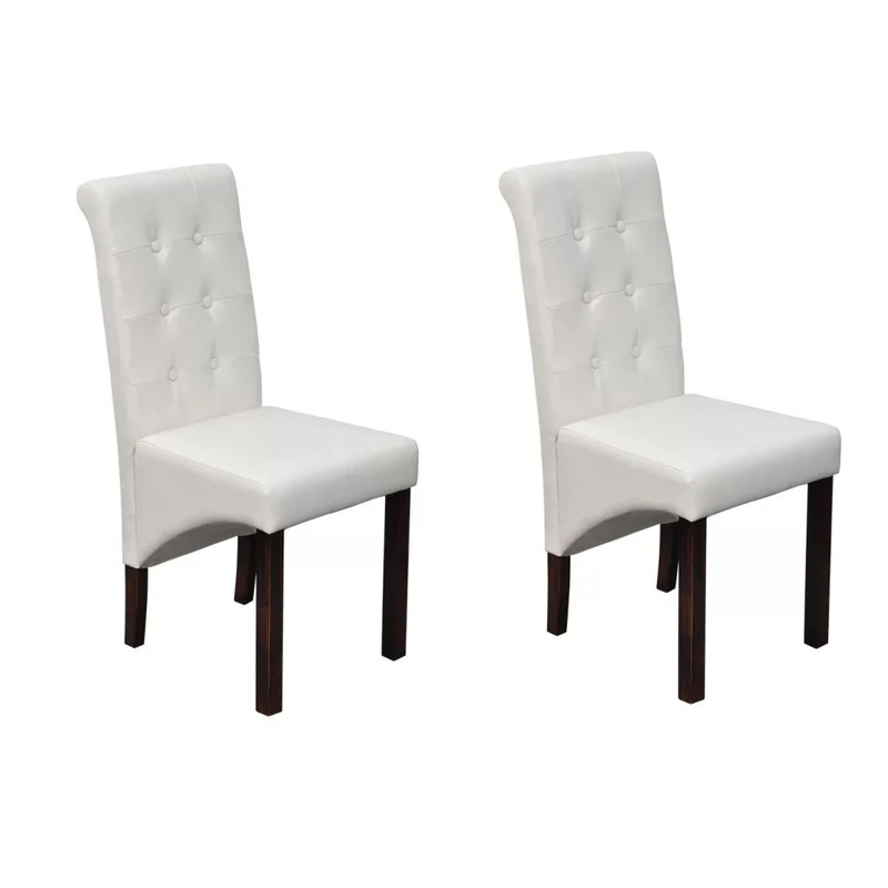 Lot de 2 chaises de salle à manger cuisine dossier capitonné en synthétique blanc CDS020205