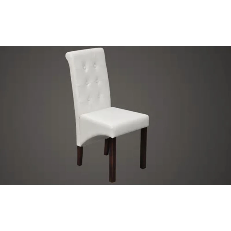 Lot de 2 chaises de salle à manger cuisine dossier capitonné en synthétique blanc CDS020205