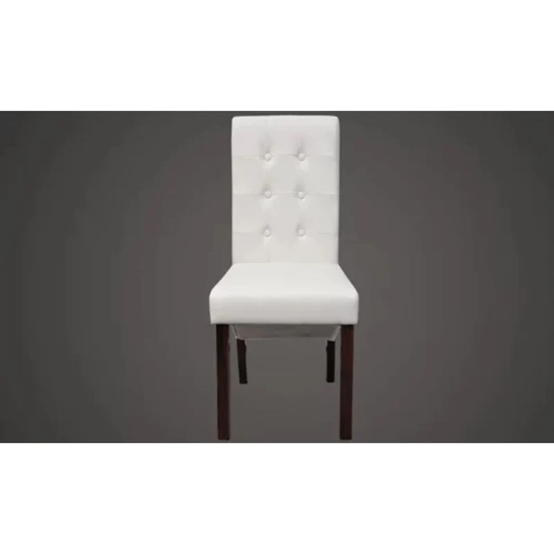 Lot de 2 chaises de salle à manger cuisine dossier capitonné en synthétique blanc CDS020205