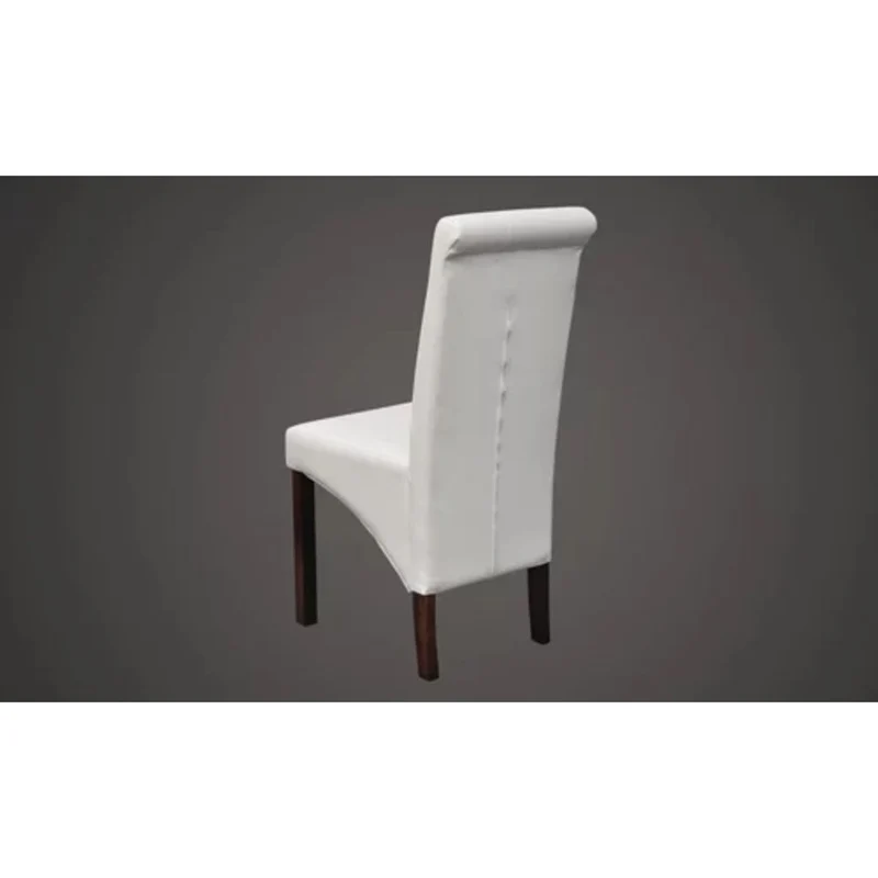 Lot de 2 chaises de salle à manger cuisine dossier capitonné en synthétique blanc CDS020205