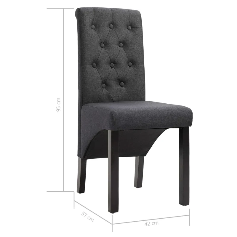 Lot de 4 chaises de salle à manger cuisine design moderne tissu gris foncé CDS021188