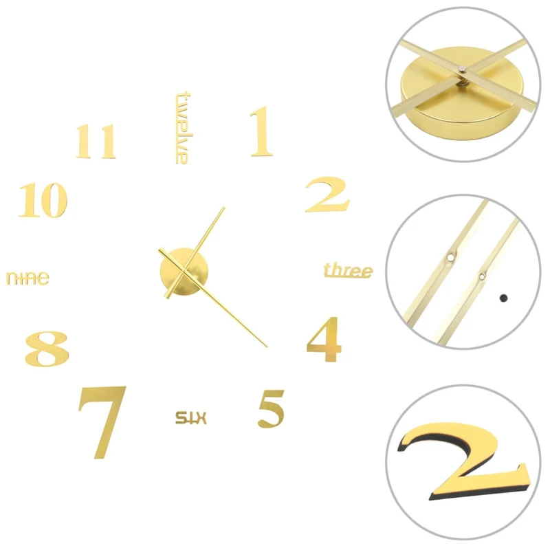 Horloge murale 3D Design moderne 100 cm XXL Doré DEC022269