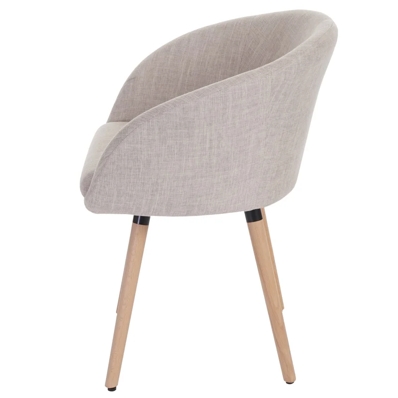 Chaise de salle à manger cuisine design rétro scandinave en tissu crème-gris pieds bois clair 04_0002377