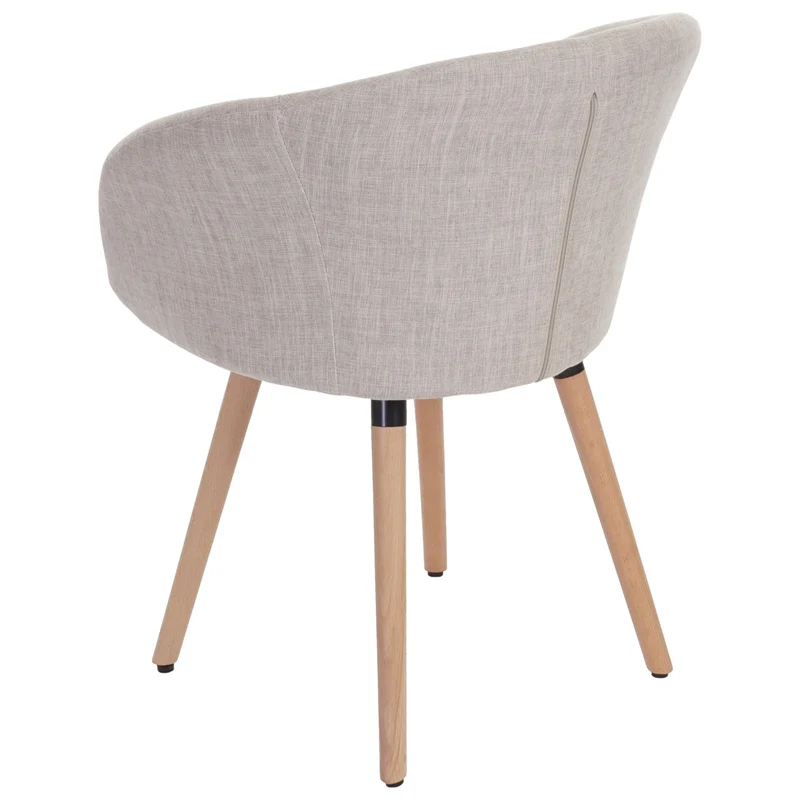 Chaise de salle à manger cuisine design rétro scandinave en tissu crème-gris pieds bois clair 04_0002377