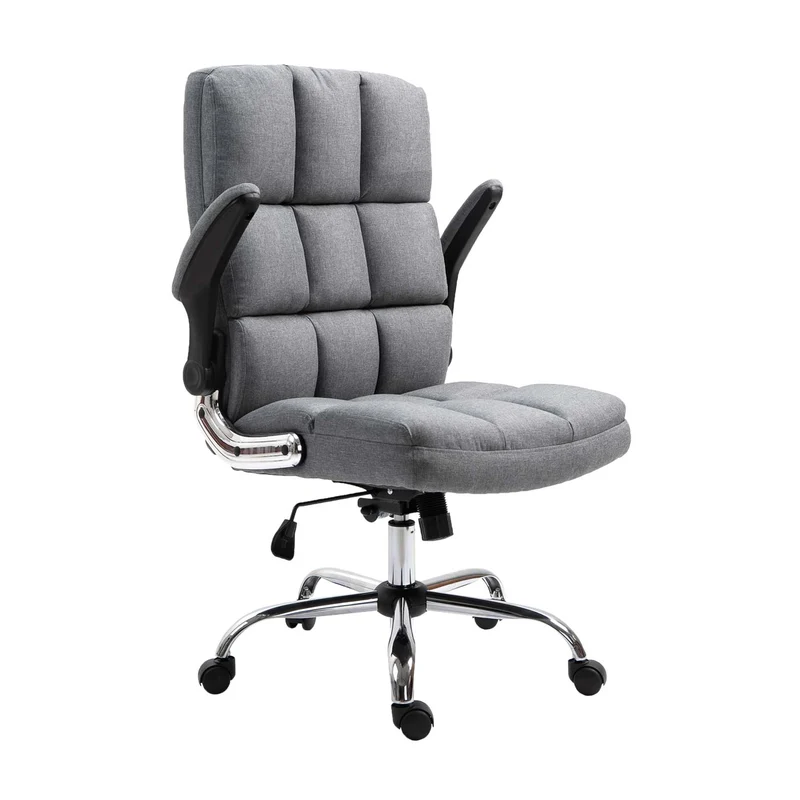 Chaise de bureau pivotante réglable en hauteur en tissu gris forme ergonomique 04_0001874