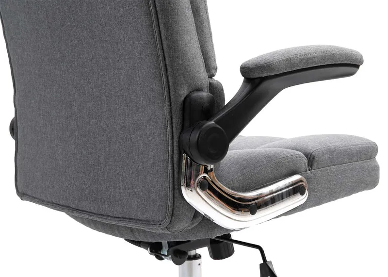 Chaise de bureau pivotante réglable en hauteur en tissu gris forme ergonomique 04_0001874