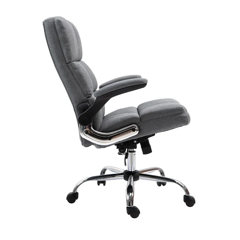 Chaise de bureau pivotante réglable en hauteur en tissu gris forme ergonomique 04_0001874