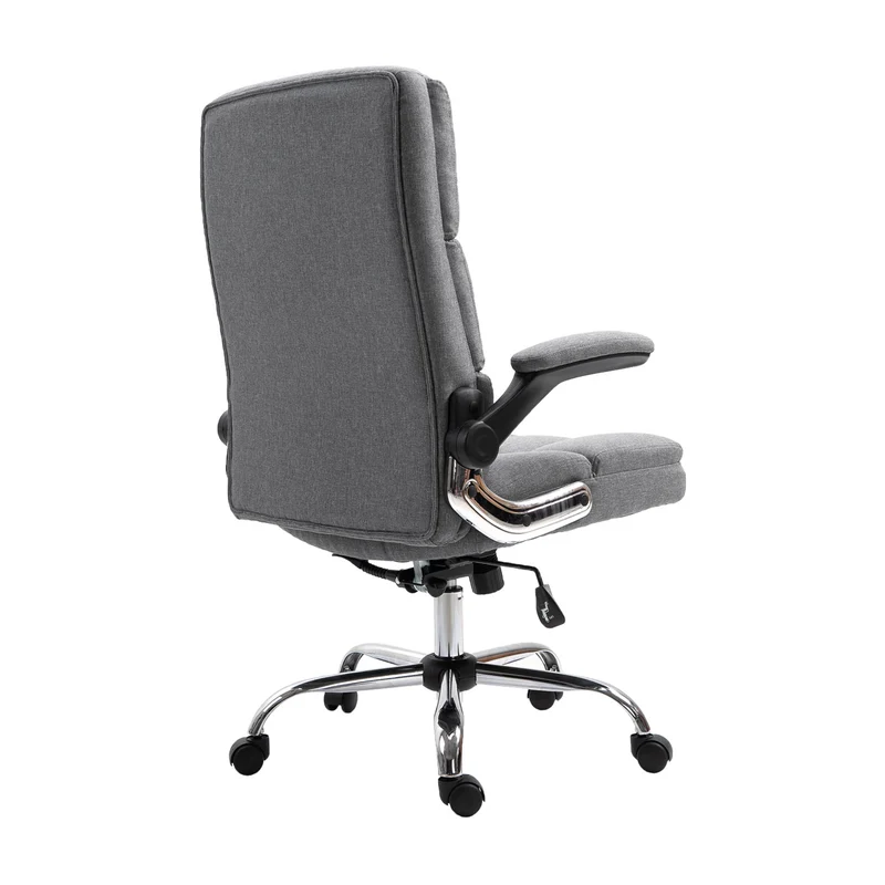 Chaise de bureau pivotante réglable en hauteur en tissu gris forme ergonomique 04_0001874