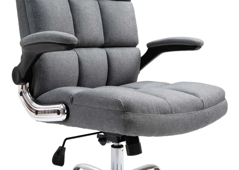 Chaise de bureau pivotante réglable en hauteur en tissu gris forme ergonomique 04_0001874